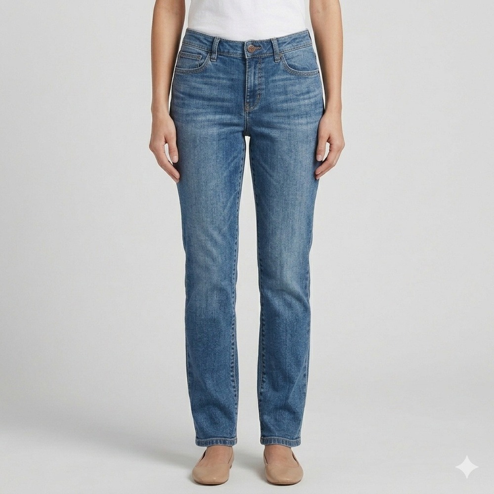 Talbots Heritage Straight Leg Jeans Blue Denim Wash Women's Size‎ 6P/28 EUC